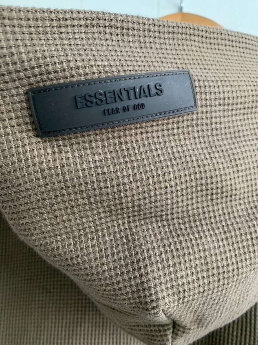 Essentials Fear of God Hooded Waffle Knit Pullover - Taupe size 14/16 or L - Picture 2 of 8